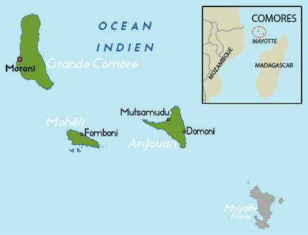 Les Comores.(Carte: RFI)
